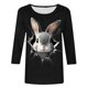 thumbnail image 4 of Xuyuer Ladies' Easter Print Round Neck Three Quarter Sleeve 3/4 Sleeve T-shirt Loose Tops Casual Loose Fit Crewneck T Shirts Tunic Tops, 4 of 5