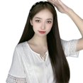 thumbnail image 4 of Peluca con banda para el cabello estilo coreano con cubierta de pelo largo y rizado negro Peluca con cubierta de media cabeza en forma de U para mujer, 4 of 4