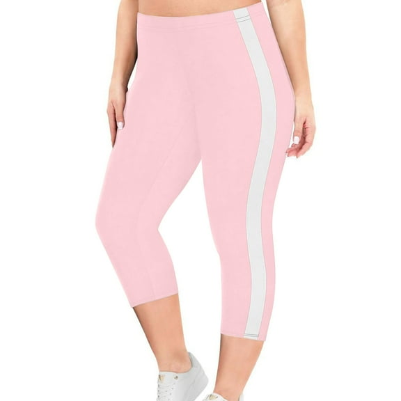 Frostluinai Capri Pants for Women Plus Size High Waist Stretch Sweatpants Capris Solid Color Yoga Leggings Slim Fit Workout Pants