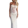 thumbnail image 4 of STARVNC Women Lace Floral Lace Up Off Shoulder Top Maxi Skirt Sets, 4 of 5