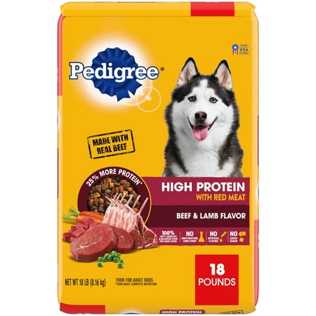 Pedigree High Protein Beef & Lamb Dry Dog Food for Adult Dog, 18 lb. Bag
