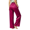 thumbnail image 5 of CHGBMOK Plus Size Satin Casual Pants for Women High Waisted Straight Leg Lounge Pants Drawstring Loose Trouser with Pockets, 5 of 9