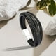 thumbnail image 5 of Pulsera de cuero PU para hombre perfecl brazalete de 20cm suave y cómoda de llevar Metal plateado negro, 5 of 8