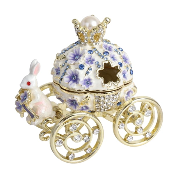 Estatuilla de Carruaje de calabaza Jinwen Caja de baratijas Violeta Almacenamiento de joyas