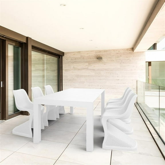 Compamia Bloom 7 Piece Extendable Patio Dining Set in White