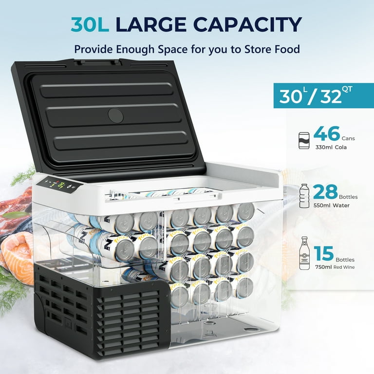 EUHOMY 12V RV Refrigerator 32QT with APP & Panel Control, Portable