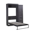 thumbnail image 5 of Wood&Metal Murphy Bed Mattress Foundation with Wardrobe and Drawers, Bed Frame Storage Bed w/ Wooden Slats for Boy Girl, No Box Spring Needed, can be Folded into a Cabinet, 5 of 9
