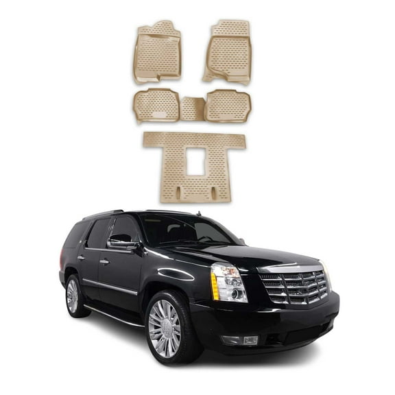 OMAC Floor Mats Liner for Cadillac Escalade 2007-2014 Beige TPE All-Weather 5Pcs