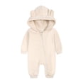 thumbnail image 4 of Mameluco con cremallera y orejas de conejo para bebé, mono con capucha para recién nacido, mono para niños y niñas (E Beige, 0-3 meses), 4 of 5