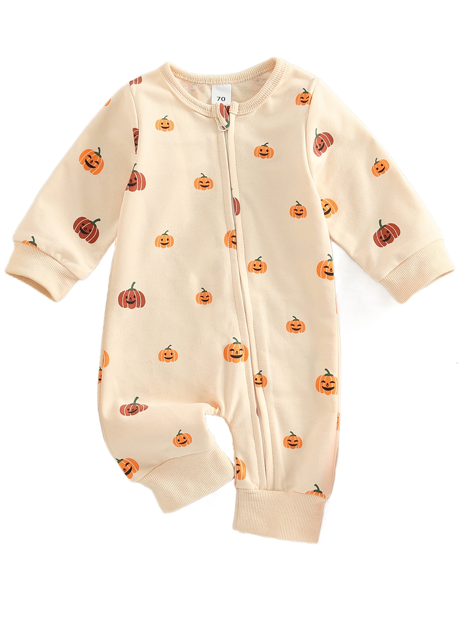 wsevypo Halloween Outfit Newborn Baby Pumpkin Onesie Romper Jumpsuit Playsuit Fall Clothes