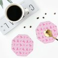 thumbnail image 4 of Naloa Breast Cancer Awareness 1 Leather Coasters for Drinks, Durable Drink Coasters 4 Set for Tabletop Protection, Luxurious Home Décor and Housewarming Gift ( {designName})Octagon, 4 of 6