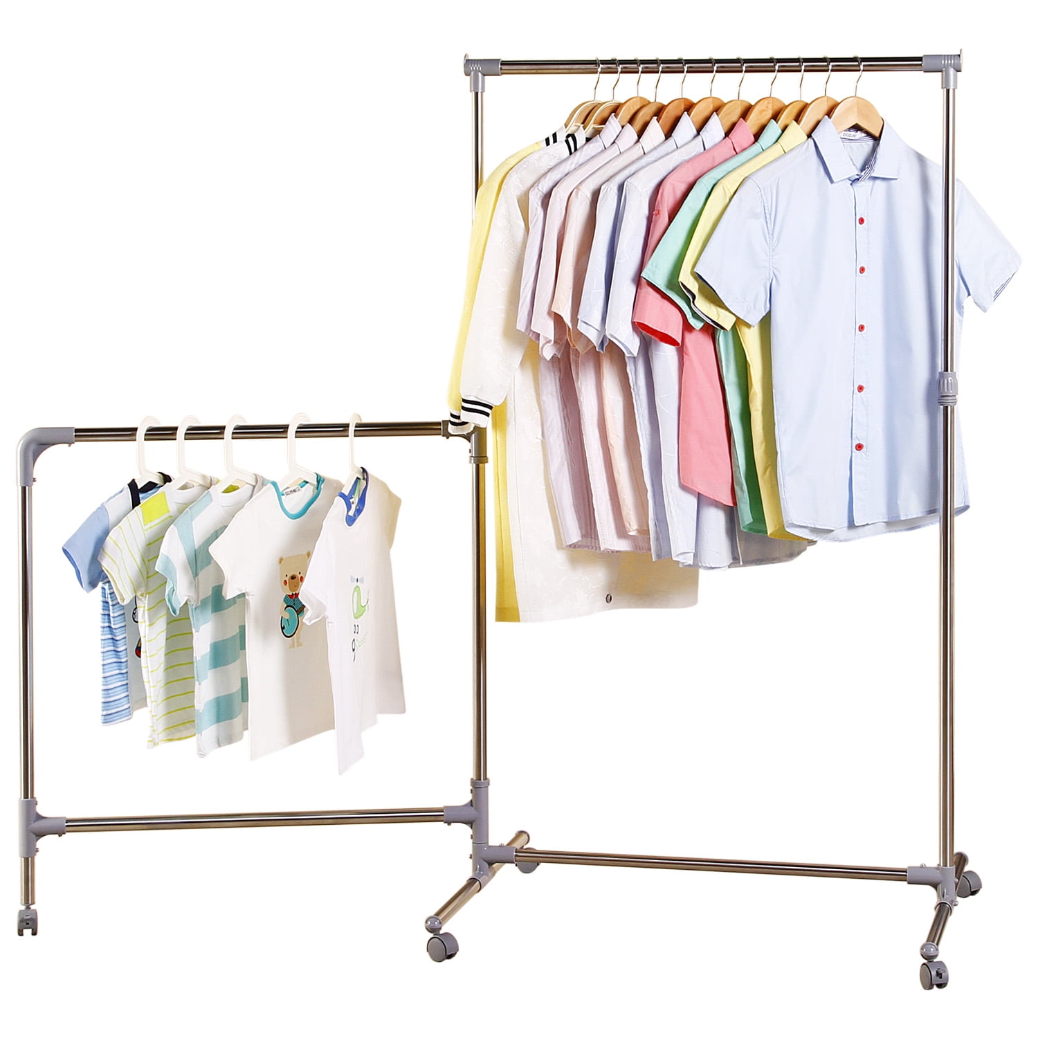 Allieroo Height Adjustable Heavy Duty Telescopic Rolling Garment Rack