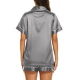 thumbnail image 2 of Ekouaer Women's Silk Satin Pajama Sets Short Sleeve Button Down Sleepwear Comfy Nightwear Cute Pjs Shorts Set, 2 of 5