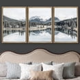 thumbnail image 3 of wall26 Framed Wall Art Print Set Washed Out Retro Mountain Lake Reflection Nature Wilderness Photography Modern Art Rustic Scenic Relax/Calm for Living Room, Bedroom, Office - 24"x36"x3 Nat, 3 of 5