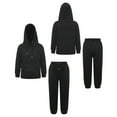thumbnail image 3 of Vxuxlje Kids 2 Piece Sport Tracksuit Boys Girls Long Sleeve Drawstring Hoodie Sweatshirt with Jogger Black 110, 3 of 9