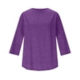 thumbnail image 4 of Lumtrix Women's Workout Tops 3/4 Sleeve Crew Neck Casual Spring Summer Sport Shirts for Hiking Running Purple 2XL, 4 of 6