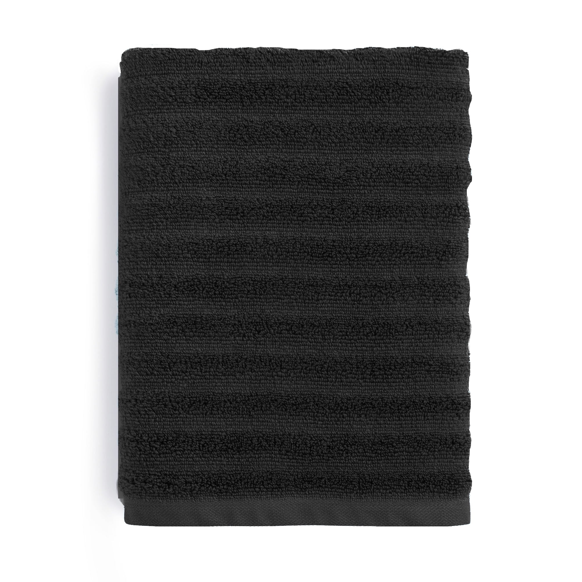 (2 pack) Mainstays Performance Cotton Bath Towel, Super Soft Quick Dry Fade Resistant, Textured Black