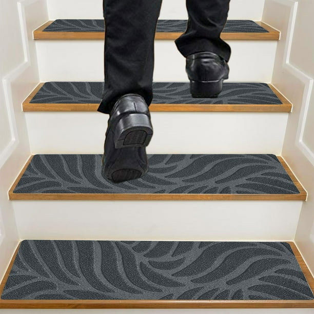 Alfombra antideslizante para escalones de 76 x 20 cm | Alfombra de escalera interior adhesiva reutilizable | Alfombra de poliéster antideslizante para niños, ancianos y mascotas | Tapetes lavables
