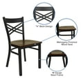 thumbnail image 4 of Flash Furniture HERCULES Series Black ''X'' Back Metal Restaurant Chair - Mahogany Wood Seat, 4 of 11