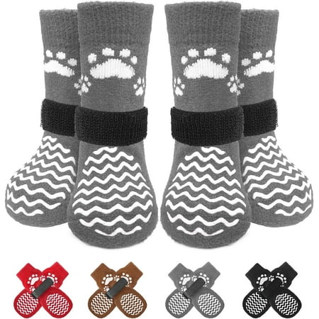 Anti Slip Dog Socks with Grippers for Hardwood Floors  Dog Shoes for Hot/Cold Pavement  Boots & Paws Protectors to Prevent Licking  Traction Booties for Senior Small Large Dogs