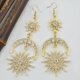 thumbnail image 2 of Pendientes vintage con forma de estrella y luna creciente con gancho de cristal Oro, 2 of 9