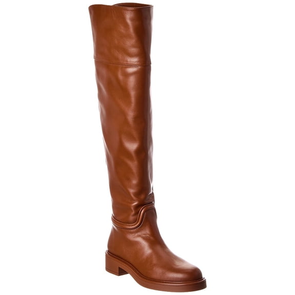 Stuart Weitzman Celia Leather Over-The-Knee Riding Boot, 10, Brown