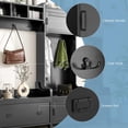 thumbnail image 5 of Hall Tree with Bench and Shoe Storage, 4 In 1 Entryway Bench with Coat Rack and 4 Cabinet, Mudroom Bench with 7 Double Hooks, 2 Open Shelves and 1 Drawer Entryway (Black, 78.7"L x 15"W x 72"H), 5 of 8