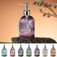 thumbnail image 1 of Botella de Vidrio Azul con Rayas Verticales para Jabón Líquido | Dispensador a Presión para Champú y Gel de Ducha | Capacidad de 350 Ml | Botella Vacía para Uso Doméstico, 1 of 6