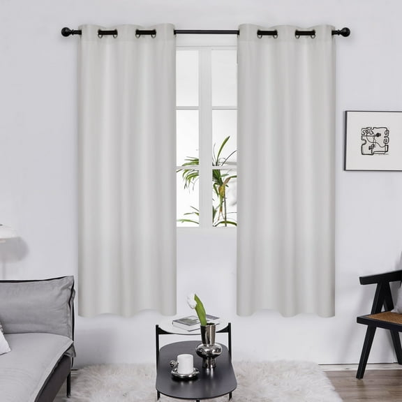 Deconovo Pack of 2 Panels Grommet Room Darkening Noise Reducing Window Curtains for Bedroom, 38" x 63", Grayish White