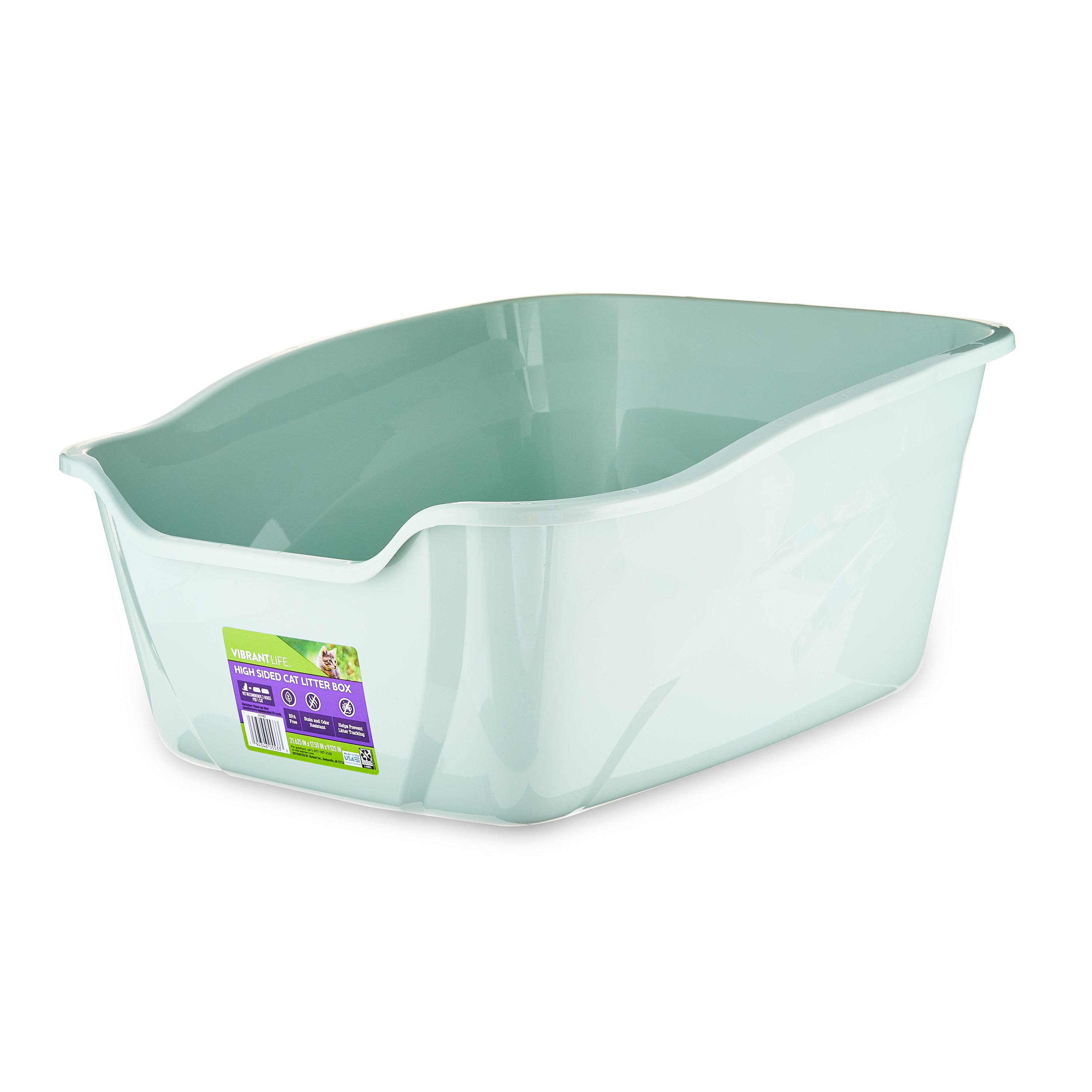 Vibrant Life High-Sided Open Cat Litter Box, XL, Green photo 3