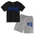 thumbnail image 3 of Ropa para niños con estampado de marca gótica, conjunto de camiseta y pantalones cortos de verano para adolescentes, 2 piezas, manga corta, moda informal para niños y niñas, 3 of 5