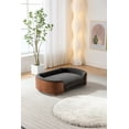 thumbnail image 5 of Modern Solid Wood Pet Products, Pet Sofa Bed with Cashmere Cushion Walnut Bent Wood Back for Cat & Dog 38.58"L x 26.77"W x 11.02"H, Dark Gray, 5 of 9