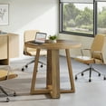 thumbnail image 4 of Tribesigns Round Conference Table for 2-4 People, 31.5-Inch Small Wooden Office Table with Sturdy Base, Farmhouse Home Office Meeting Desk for Small Spaces, Rustic Brown, 4 of 16