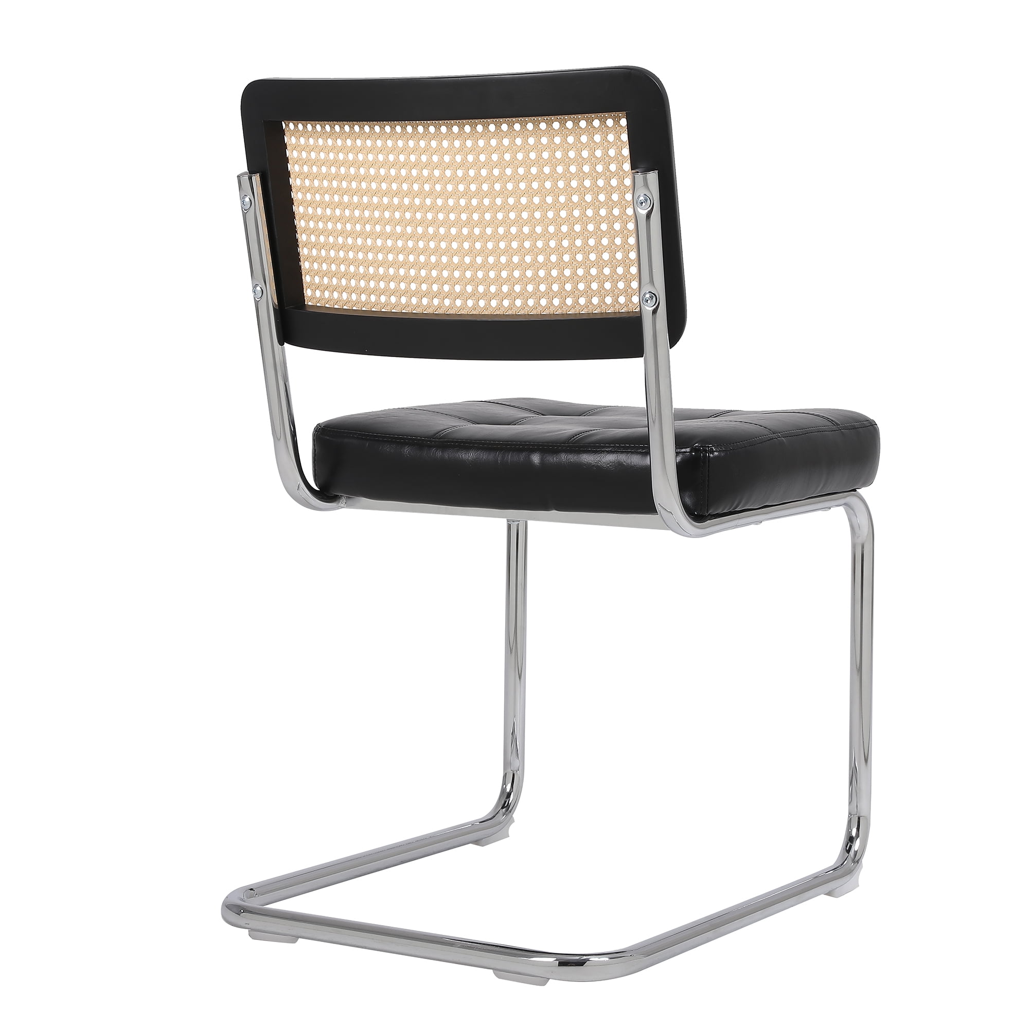Kadyn PU Dining Chair Set of 2, Kitchen Chairs with Rattan Backrest for Living Room, Black Kadyn PU Dining Chair Set of 2, Kitchen Chairs with Rattan Backrest for Living Room, Black
