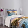 thumbnail image 3 of Ambesonne United States Quilted Bedspread Set 2 Pcs, Florida Beach, Twin Size, Pale Blue Yellow Green, 3 of 5