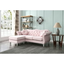 Glory Furniture Hollywood Velvet Sofa Chaise in Pink