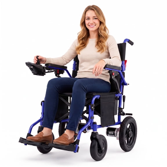 MediNex Electric Wheelchair, 20 Miles Range(350LBS) ,Lightweight Foldable Electric Wheelchairs for Adults,12Ah Lithium Battery,Motorized Wheelchair,Blue,16in Width