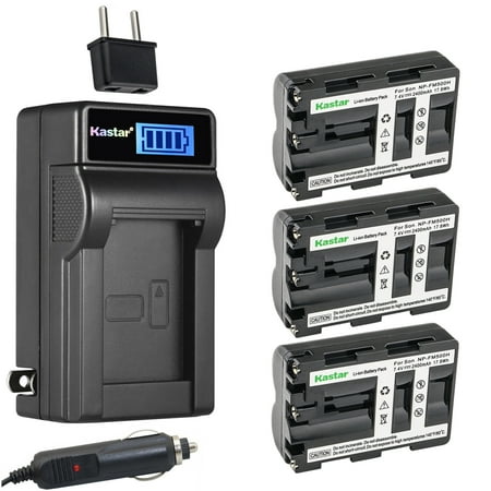 Kastar 3-Pack NP-FM500 Battery and LCD AC Charger Compatible with Sony SLT-A77VB  SLT-A77VK  SLT-A77VM  SLT-A77VQ  Alpha a77II  a77 II  SLT-A77 II  a77II  a77V  ILCA-77M2  Alpha a99  a99 Cameras
