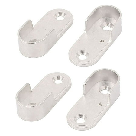 

Oval Wardrobe Hanging Rail Rod End Bracket Support Silver Tone 2 Pair