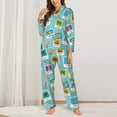 thumbnail image 3 of Wukai World Travel1 Print Women's Pajama Set - Soft Long Sleeve Sleepwear for Comfort and Style-Large, 3 of 9