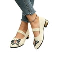 thumbnail image 5 of Willtoo Women's Fashion Butterfly Pointed Toe Embroidered Mary Jane Shoes Casual Low Heel Shoes, 5 of 6