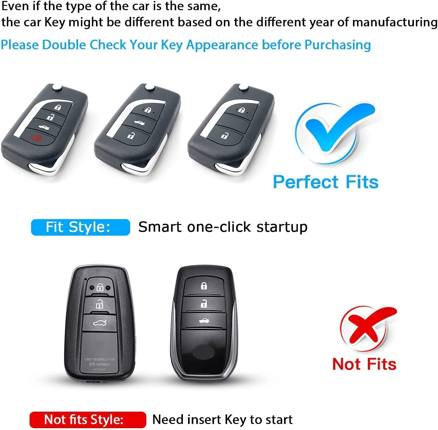 for Toyota Key Fob Cover Compatible with Toyota Fortuner tundra Camry RAV4 Highlander Corolla Smart Key