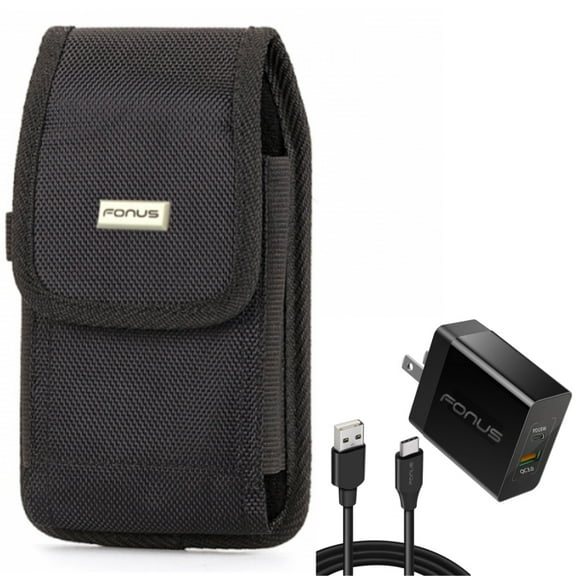Swivel Case Belt Clip w Fast Type-C 36W PD Home Charger for Samsung Galaxy A13 5G,A03s Phones - Holster Rugged Cover Pouch, 6ft Long Cable USB-C Power Cord QC3.0 Adapter
