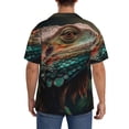 thumbnail image 3 of Yiaed Realistic Colorful Chameleon Print Mens Casual Wrinkle Free Shirts Short Sleeve Button Down Summer Stretch Dress Shirt-4X-Large, 3 of 5