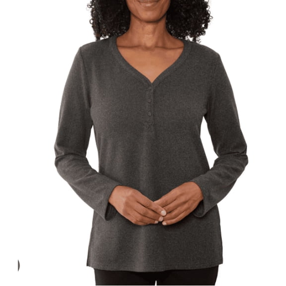 Mario Serrani Women's Henley Tunica, Gray, Small