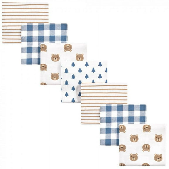Hudson Baby Infant Boy Cotton Flannel Receiving Blankets Bundle, Little Bear, One Size