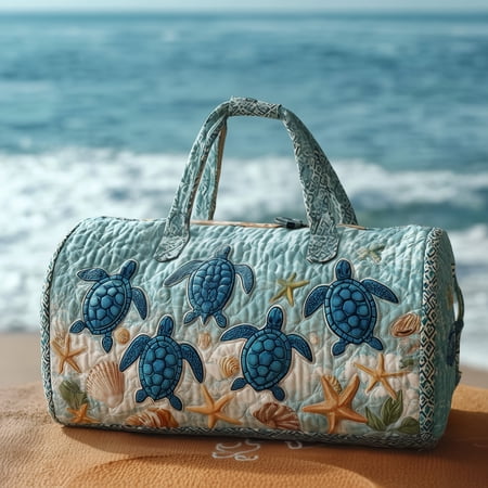 Baby Turtle Quilted Duffle Bag, Quited Travel Tote Bag, Quited Weekender Travel Bag, Carry On Duffle