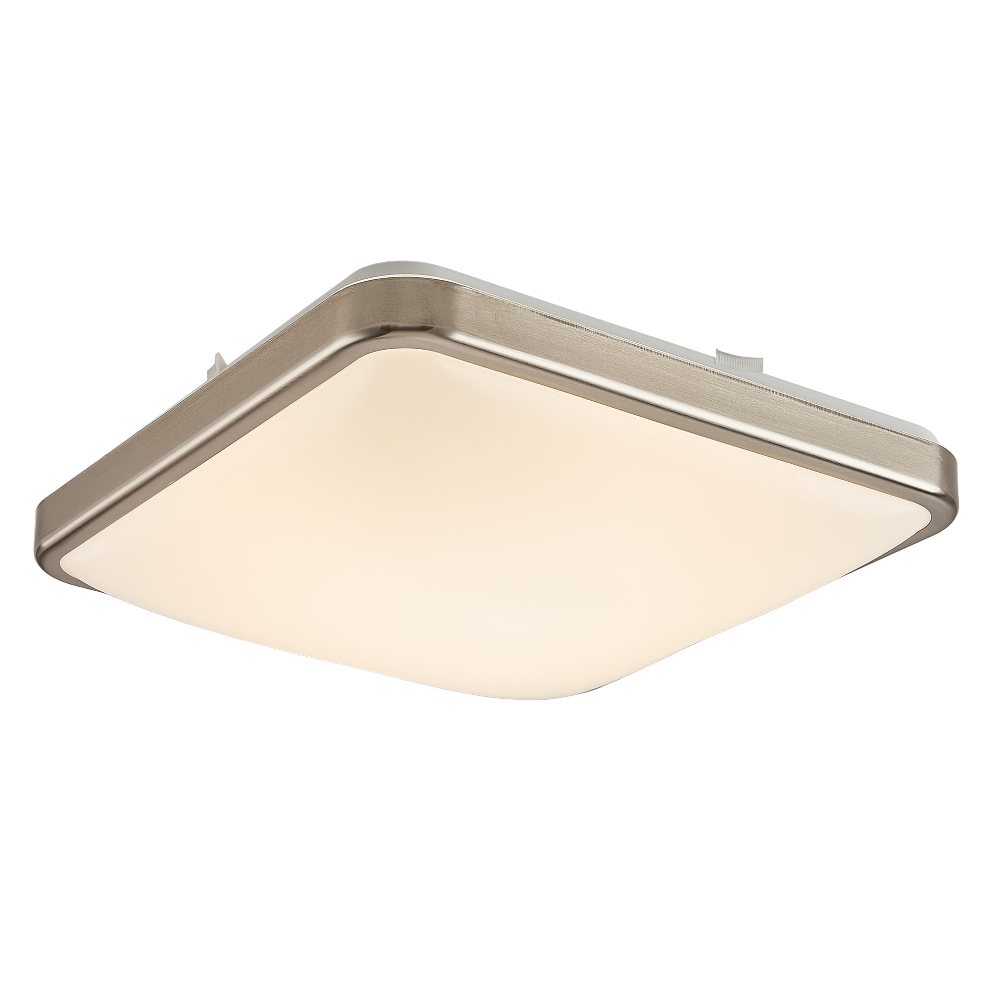 Modern elegant Dimmable 14" Square Flush Mount LED Ceiling Light , Stylish And Energy-Efficient Fixture Brushed Nickel Finished, For  Bedrooms, Kitchens, Living Rooms And Offices