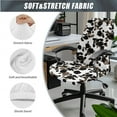 thumbnail image 3 of SCRAWLGOD Set of 3 Removable Office Chair Slipcover with Armrest Covers Elastic Dustproof Desk Chair Cover Crease Resistant Swivel Chair Protector, Cow Print Brown Black White, L, 3 of 7