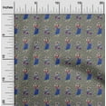 thumbnail image 2 of oneOone Rayon Gray Fabric Kalamkari Kathakali Sewing Craft Projects Fabric Prints By Yard 56 Inch Wide, 2 of 5